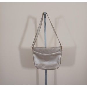 PRESTON & YORK Gray Genuine Leather Crossbody Handbag Shoulder Bag Purse USED